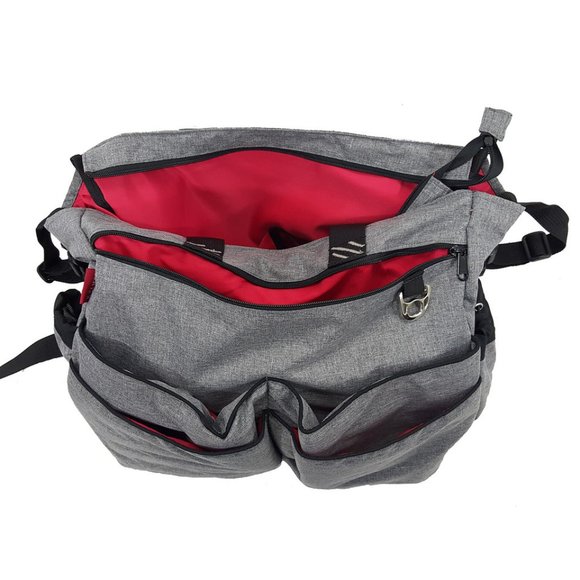 Fashionable Diaper Messenger Bag Roomy Multiple Pockets , Color; Heather Gray - Picture 7 of 9